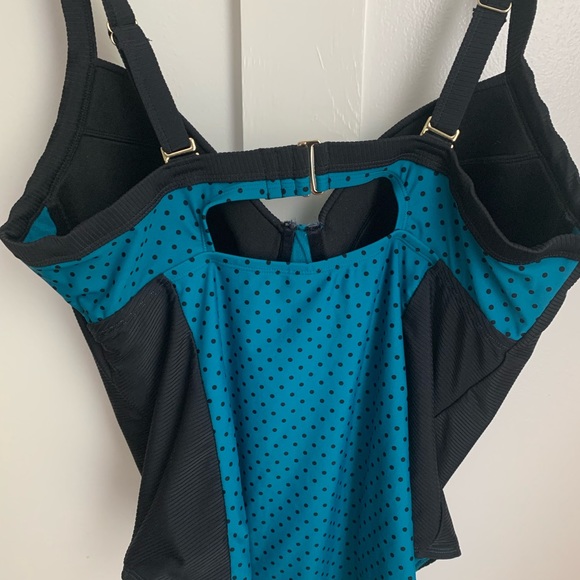 NWT plus swimsuit, teal & black one piece - Picture 2 of 4